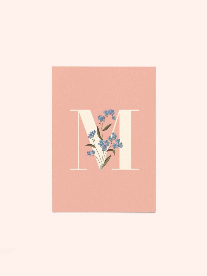 Carte lettrine m de papeterie bretonne Linon